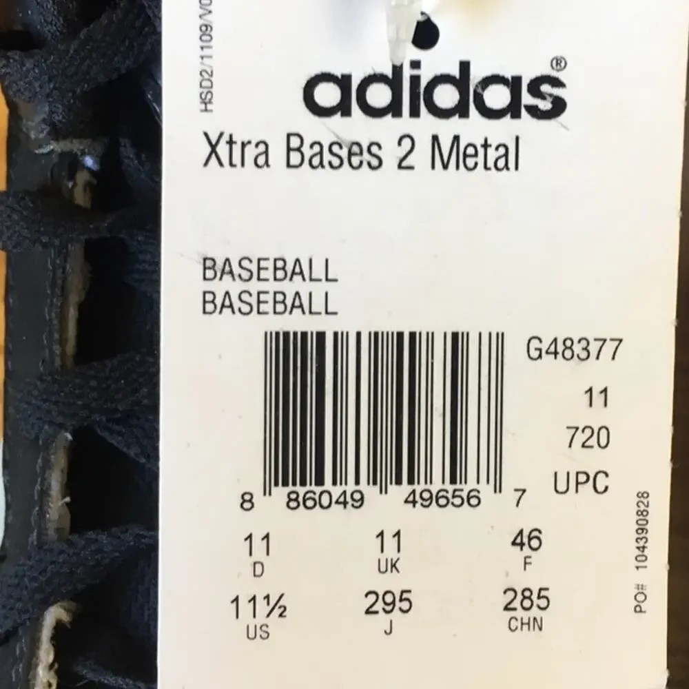 Adidas Xtra Bases 2 Metal Baseball Cleats Men's Size 11.5 NWT